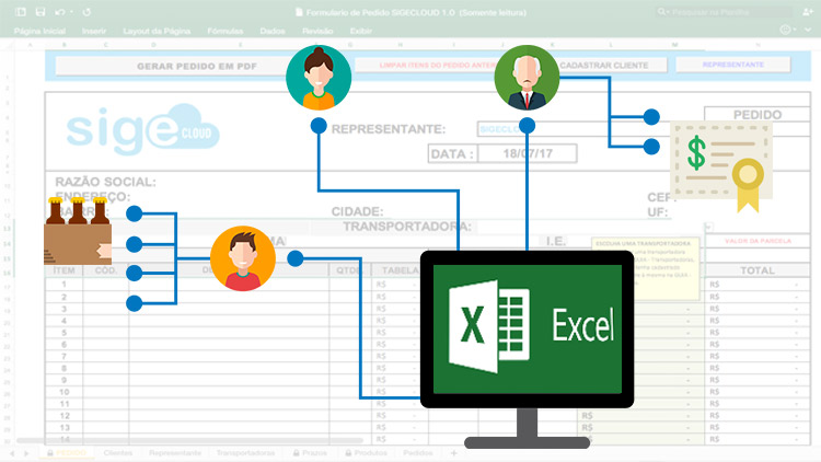 Planilha em Excel: Controle de Produtos, cadastro de clientes, gestão de pedidos